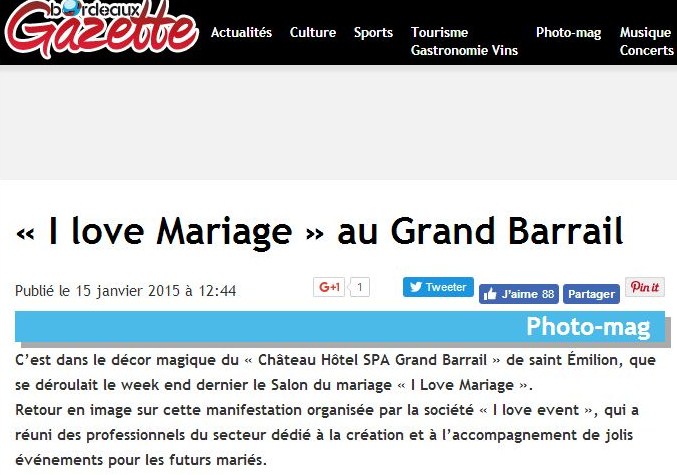 Bordeaux Gazette Parle De Nous Au Salon I Love Mariage Au Grand