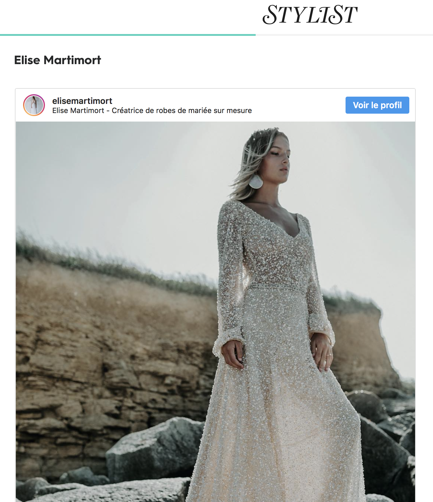 article stylist magazine presse feminine anglaise creatrice de robe de mariee sur mesure France elise Martimort