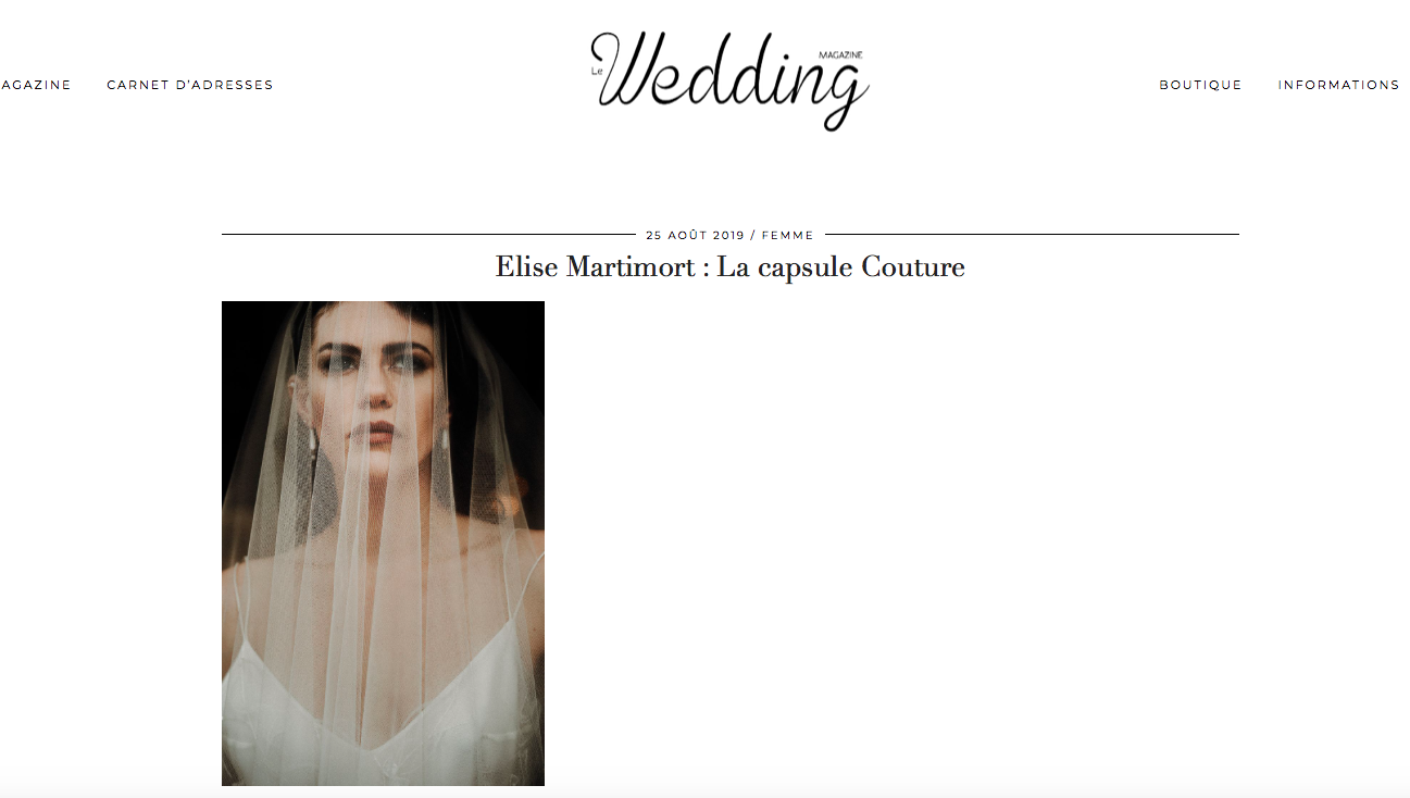 Carnets de Tendance du Wedding Magazine – Capsule Couture Elise Martimort