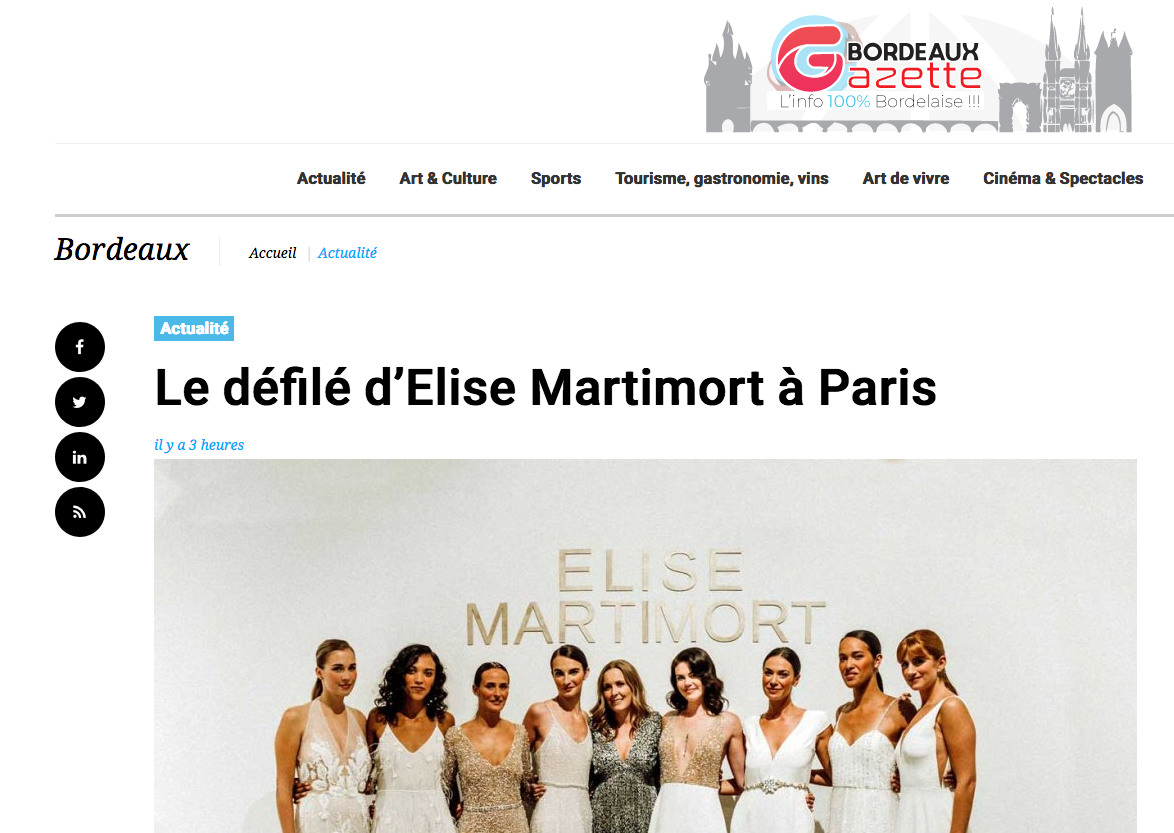 Bordeaux Gazette – Le défilé d’Elise Martimort à Paris