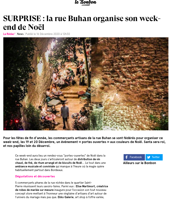 “Surprise : la rue Buhan organise son week-end de Noël”, un article du “Bonbon”
